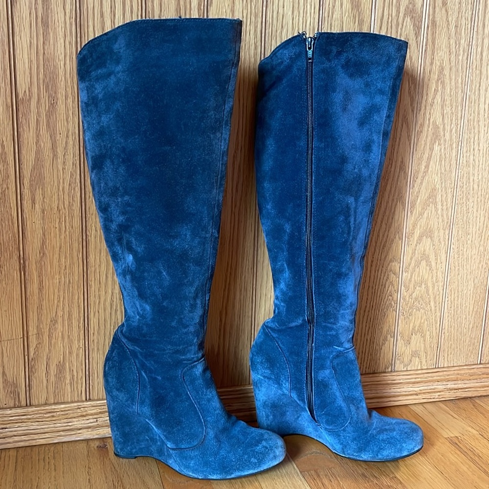 Born suede wedge heel boots.
